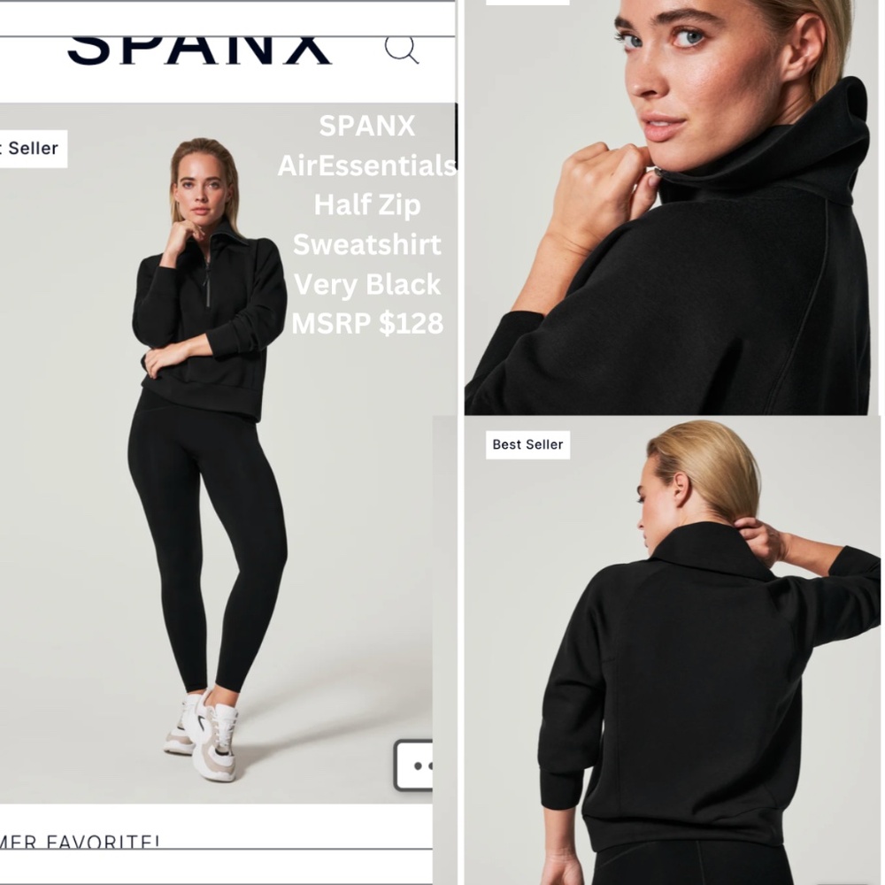 SOLD Spanx AirEssentials Half Zip Sweatshirt - Very Black, S